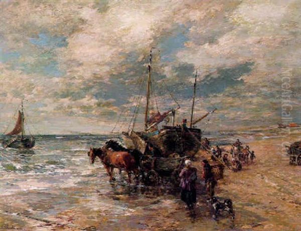 Fischerboote An Der Estnischen Kuste Oil Painting by Gregor von Bochmann the Elder