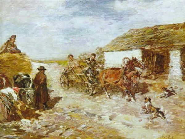 Ankunft Des Wagens Oil Painting by Gregor von Bochmann the Elder