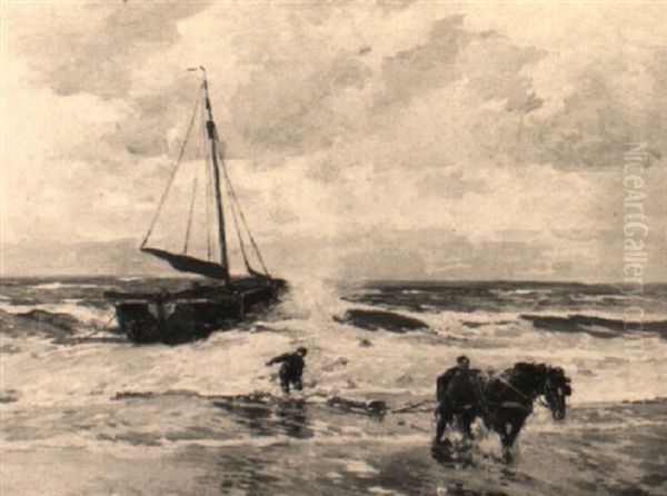 Krabbenfischer Am Strand Oil Painting by Gregor von Bochmann the Elder