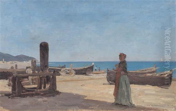 La Plage De San Remo Oil Painting by Francois-Louis-David Bocion