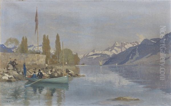 Animation Aux Quais De Vevey Oil Painting by Francois-Louis-David Bocion