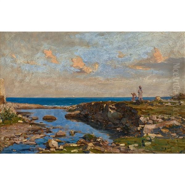 Lavandieres A San Remo Oil Painting by Francois-Louis-David Bocion