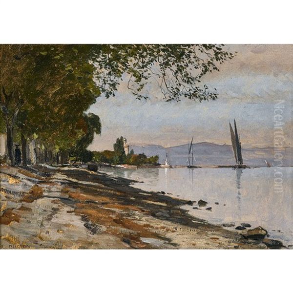 En Arrivant Sur Evian Oil Painting by Francois-Louis-David Bocion