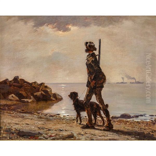 Chasseur Et Son Chien A Vidy Oil Painting by Francois-Louis-David Bocion