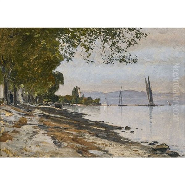 En Arrivant Sur Evian Oil Painting by Francois-Louis-David Bocion