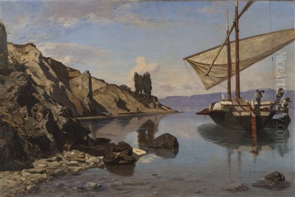 Falaise De Nernier (lac Leman) Oil Painting by Francois-Louis-David Bocion