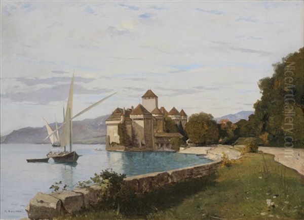 Le Chateau De Chillon Oil Painting by Francois-Louis-David Bocion