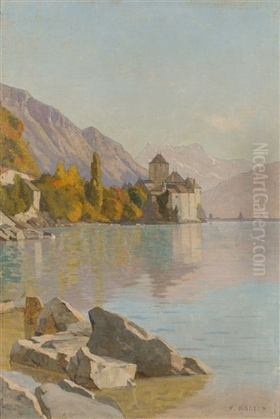 Le Chateau De Chillon Oil Painting by Francois-Louis-David Bocion