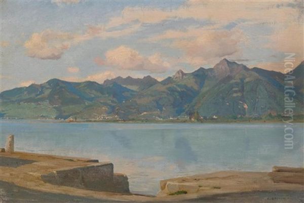 Quai Du Bouveret En Face De Montreux by Francois-Louis-David Bocion