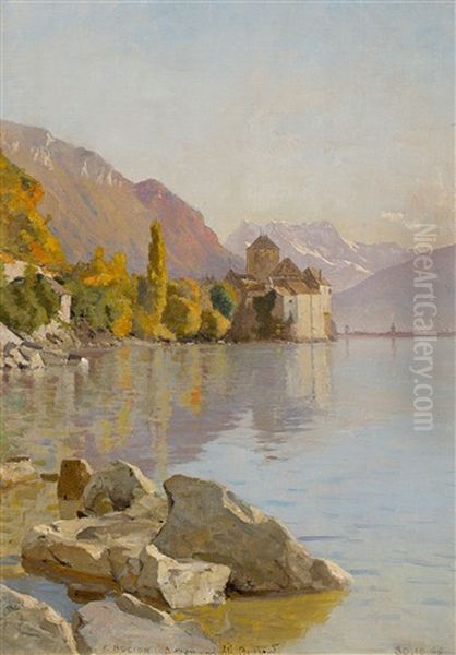 Chateau De Chillon Oil Painting by Francois-Louis-David Bocion