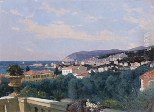 San Remo, De La Terrasse De Louis Ormond (san Remo, From The Terrace Of Louis Ormond) Oil Painting by Francois-Louis-David Bocion