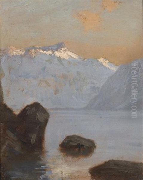 Les Rochers De Rivaz Oil Painting by Francois-Louis-David Bocion