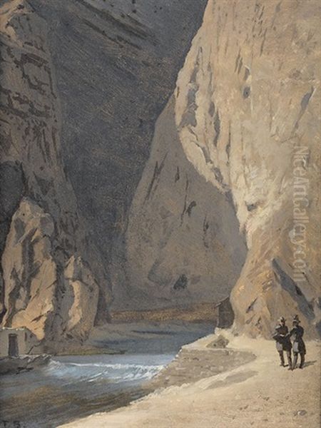 L'entree Des Gorges Du Trient Oil Painting by Francois-Louis-David Bocion