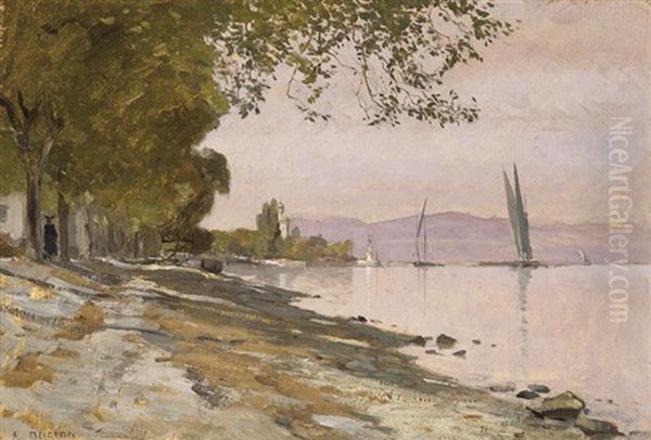 En Arrivant Sur Evian Oil Painting by Francois-Louis-David Bocion