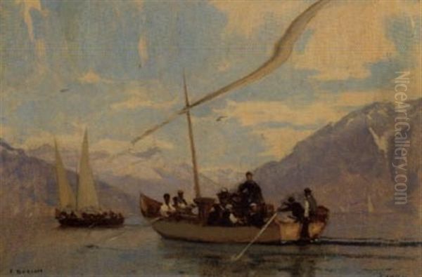 Les Effeuilleuses Sur Le Lac Leman Oil Painting by Francois-Louis-David Bocion