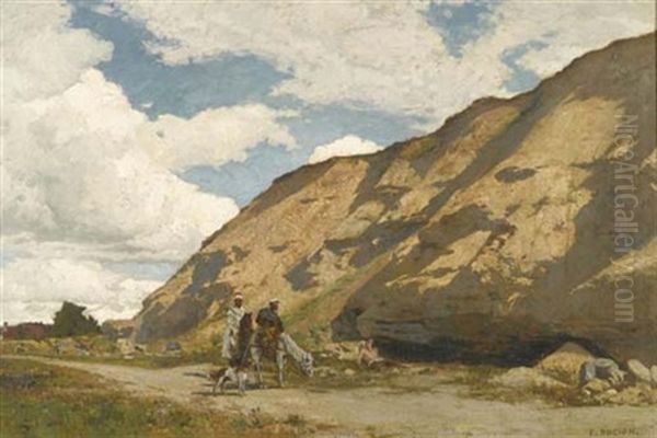 Landschaft Mit Zwei Reitern In Afrikanischer Tracht Oil Painting by Francois-Louis-David Bocion