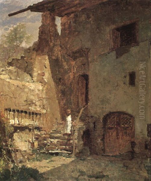 Cour De Ferme . Tourronde Oil Painting by Francois-Louis-David Bocion