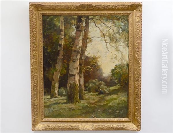 Forest Landscape Oil Painting by Theophile De Bock