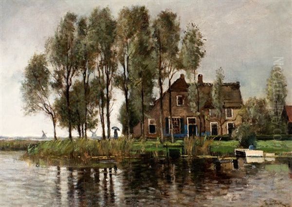 Boerderij Aan Polderplas Oil Painting by Theophile De Bock