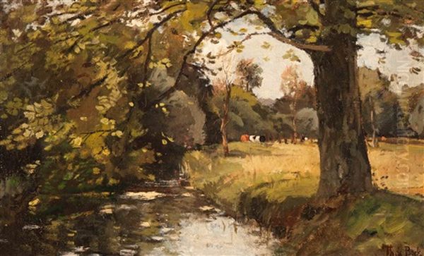 Langs De Beek Oil Painting by Theophile De Bock