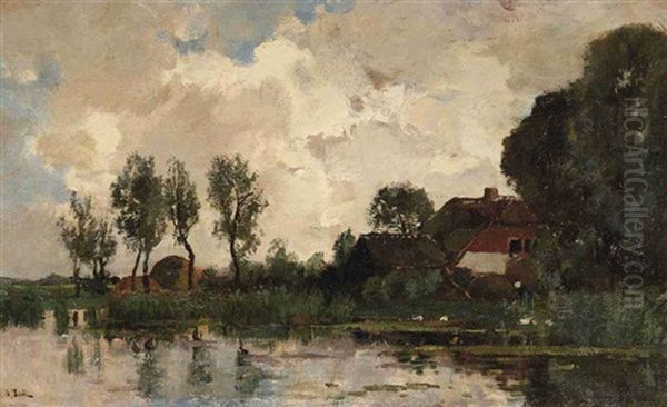 A Farm In The Polder Oil Painting by Theophile De Bock