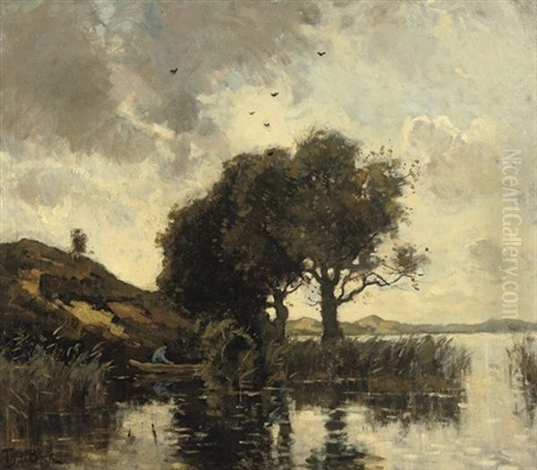 A Quiet Afternoon On The Lake Oil Painting by Theophile De Bock