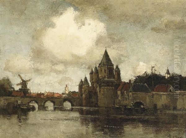 The Kleine Houtpoort, Haarlem Oil Painting by Theophile De Bock