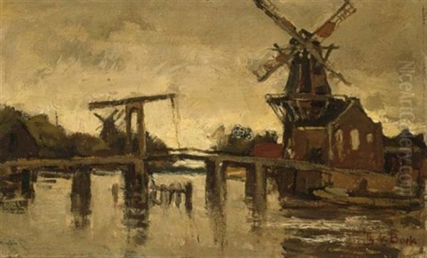 Draw Bridge With Windwill De Adriaan, Haarlem by Theophile De Bock