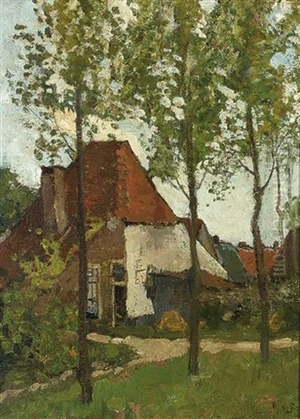 A View Of Farmhouses, Renkum Oil Painting by Theophile De Bock