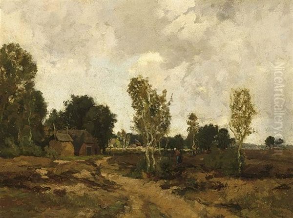 A Farm House On The Heath Oil Painting by Theophile De Bock