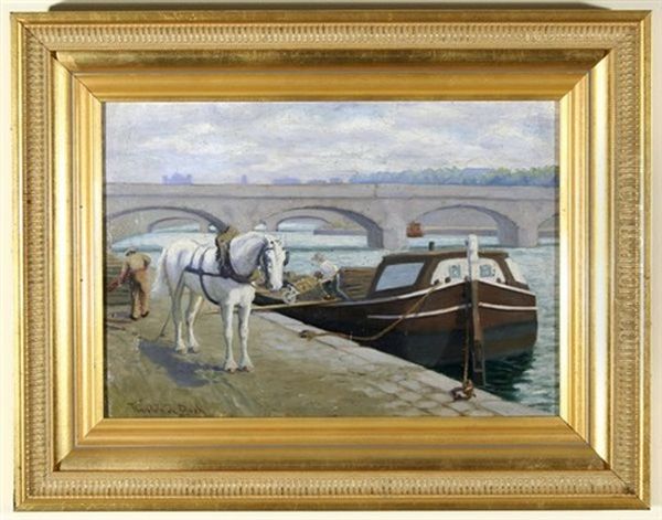 Unloading The Riverboat Oil Painting by Theophile De Bock