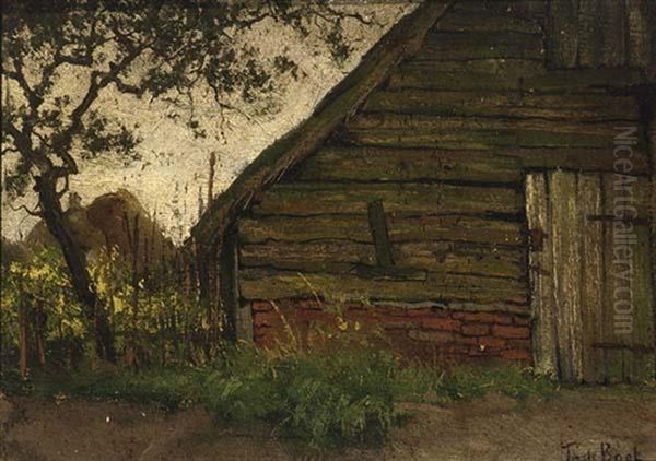 A Barn Oil Painting by Theophile De Bock