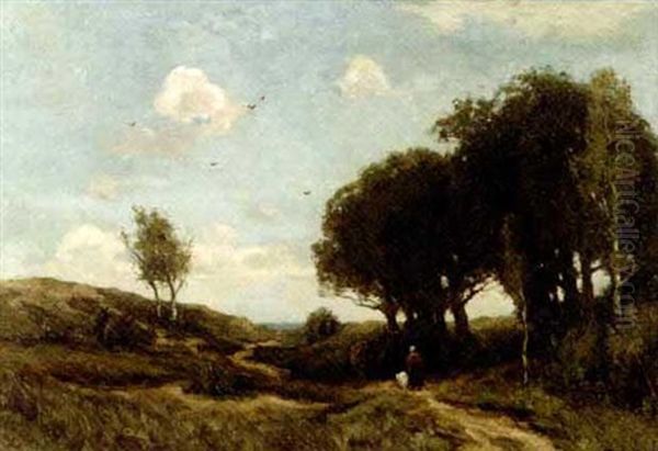 Crossing The Heath Oil Painting by Theophile De Bock