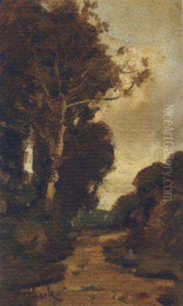 Boschrand: View In A Forest Oil Painting by Theophile De Bock