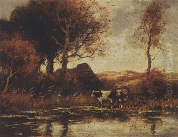 Cows In A Meadow Oil Painting by Theophile De Bock