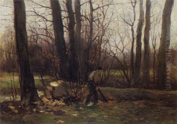 Woodcutter Oil Painting by Theophile De Bock