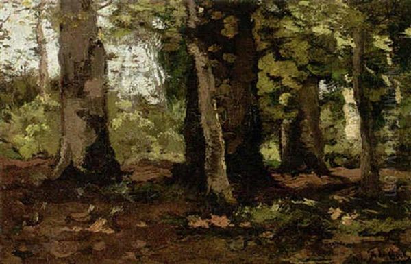 Wooded Landscape Oil Painting by Theophile De Bock