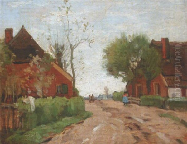 L'entree Du Village Oil Painting by Theophile De Bock