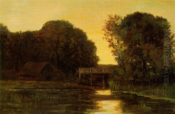 Bruggetje Over Een Beek Oil Painting by Theophile De Bock