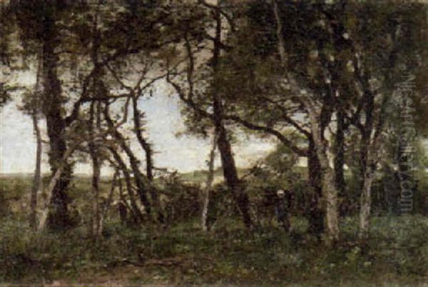 In The Wood Oil Painting by Theophile De Bock