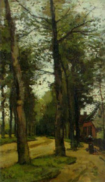 Dorpsweg Avond Oil Painting by Theophile De Bock