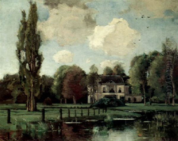 A Country Estate On A Lake Oil Painting by Theophile De Bock