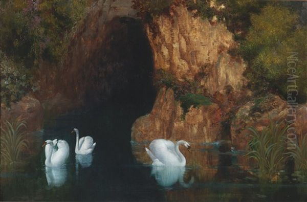 Swan Grotto Oil Painting by Arnold Boecklin