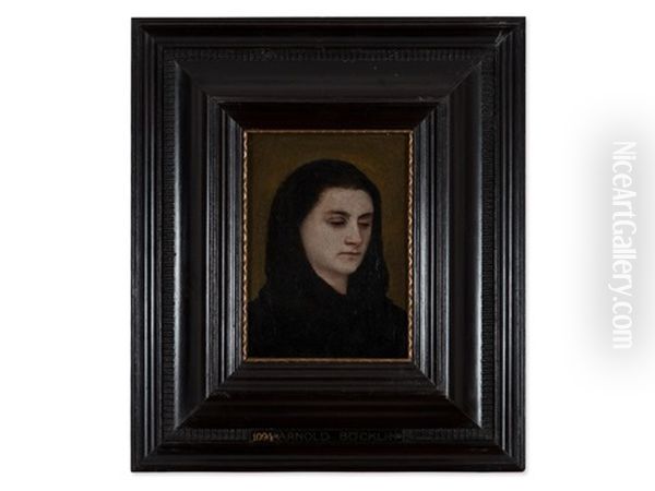 Mrs. Bocklin With Black Veil Oil Painting by Arnold Boecklin