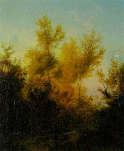 Waldlandschaft Mit Herbstlichen Baumen Oil Painting by Arnold Boecklin