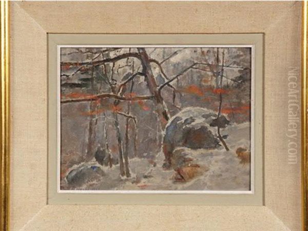 Foret Et Rochers Sous La Neige Oil Painting by Paul Bocquet