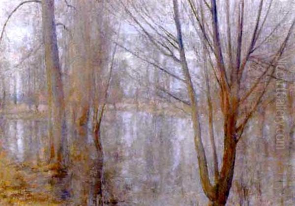 La Vesle Debordee En Hiver Oil Painting by Paul Bocquet