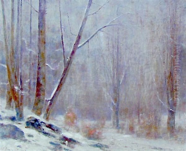 Sous-bois Sous La Neige Oil Painting by Paul Bocquet