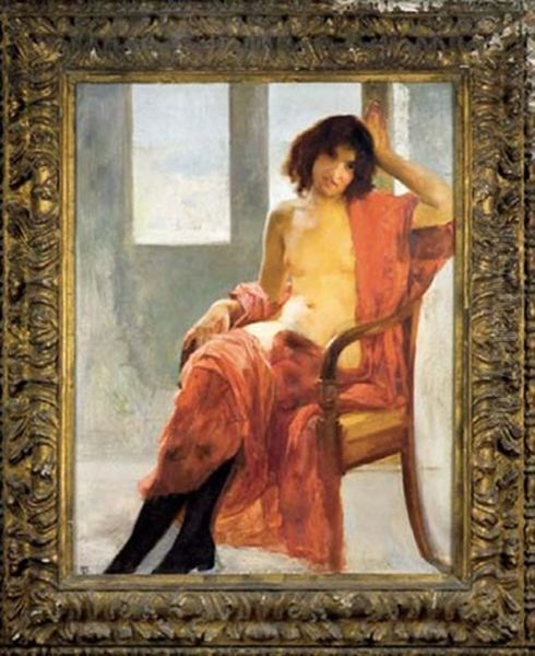 Femme A La Cigarette, Rome Oil Painting by Pierre Bodard