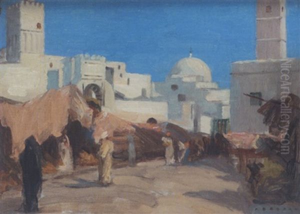 Kairouan, La Rue Saussier Oil Painting by Pierre Bodard